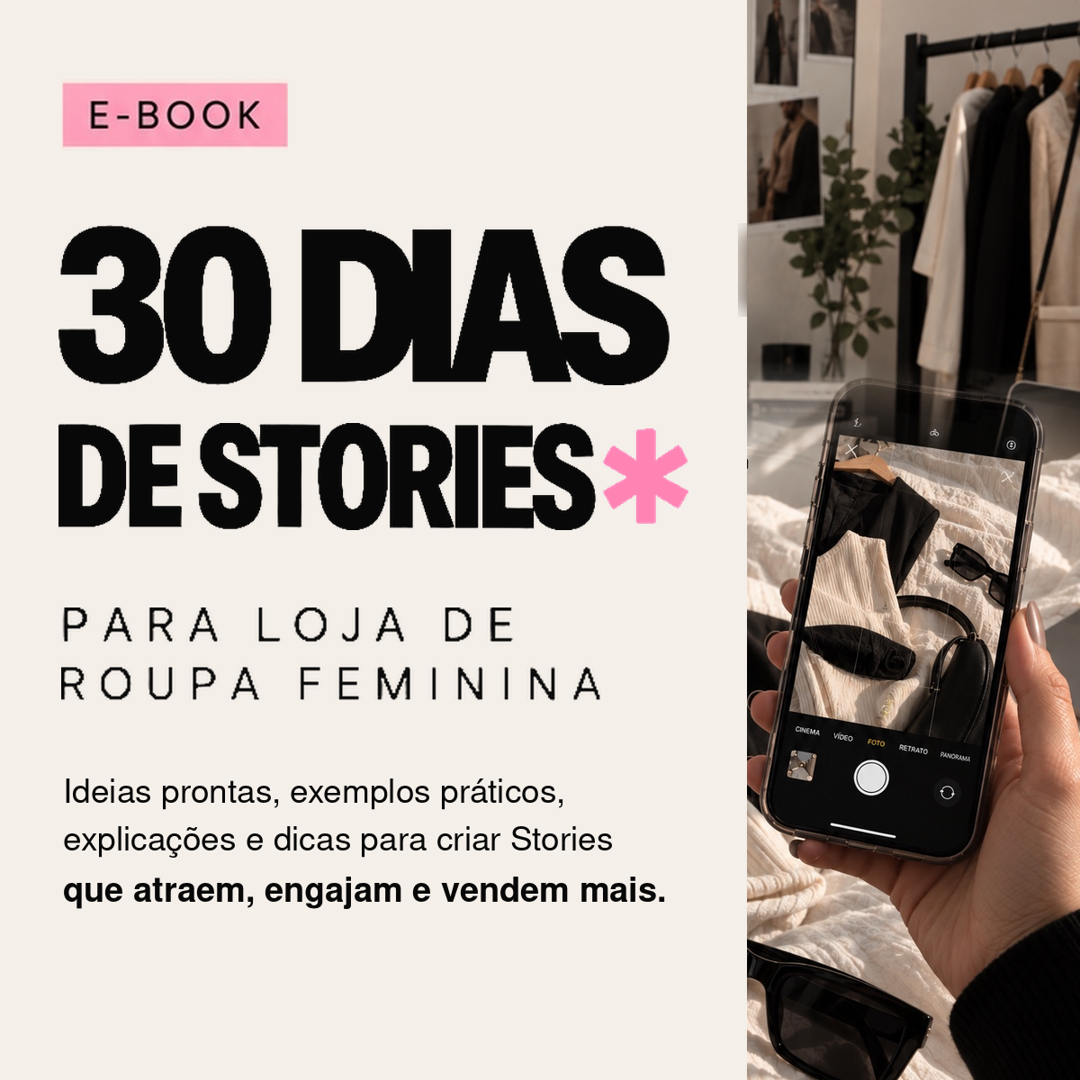 Capa do e-book 30 Dias de Stories para Loja de Roupa Feminina
